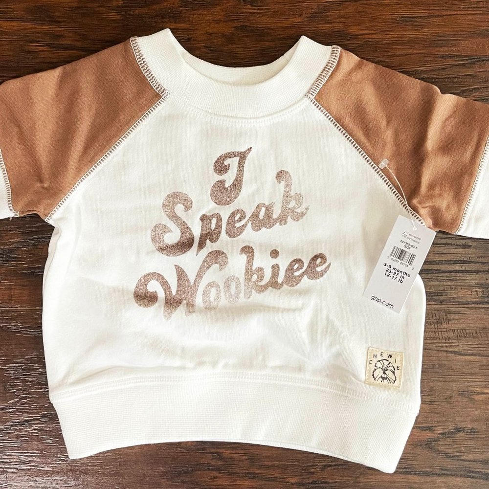 Baby Gap Star Wars I Speak Wookie Sweatshirt Size 3-6M - NWT